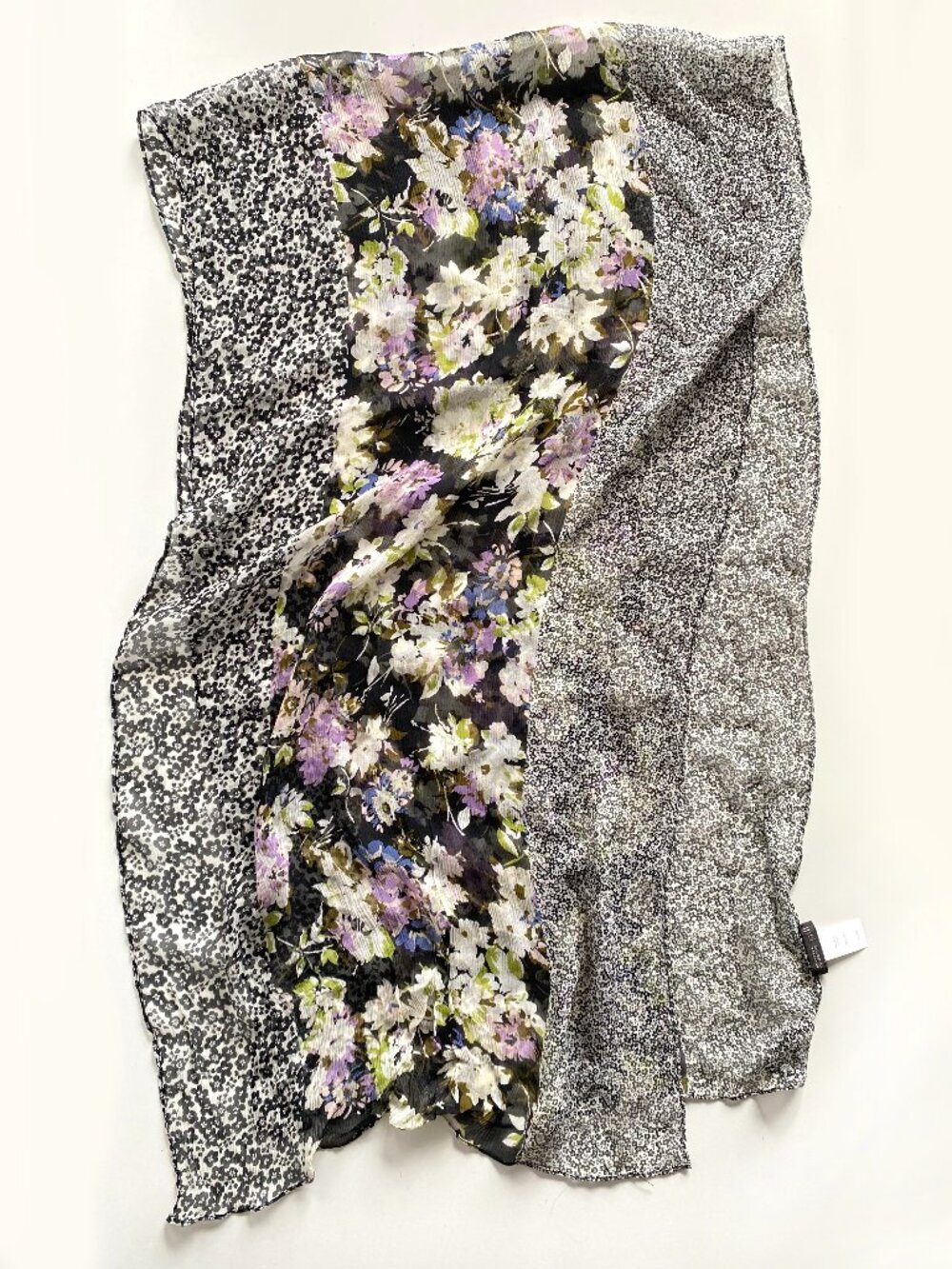 J. Jill 100% Silk Floral Scarf Boho Fairy Ethereal Wrap 19"x70"